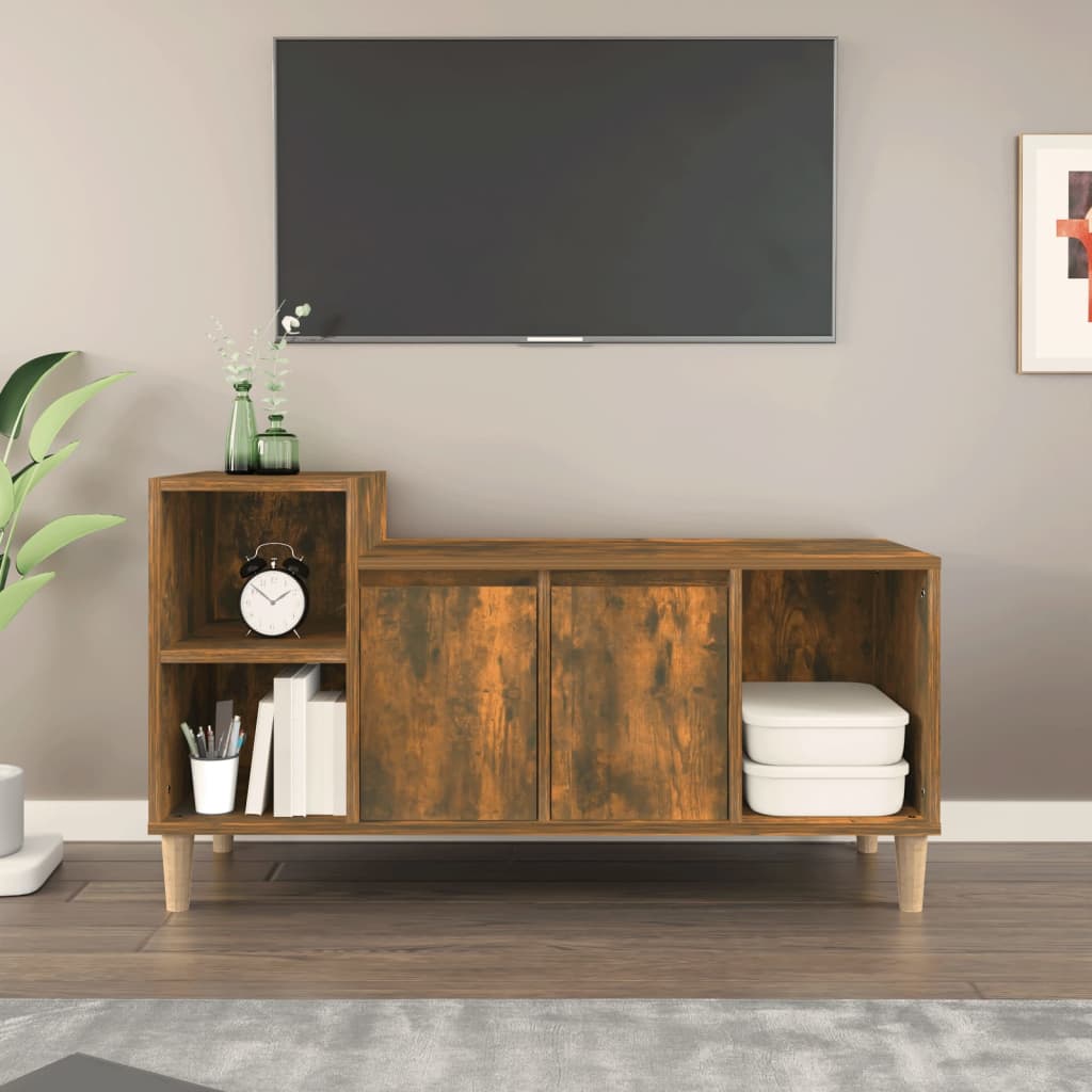 TV Cabinet Smoked Oak 100x35x55 cm Engineered Wood - Millennium Furniture