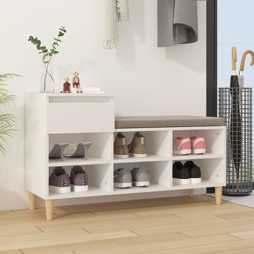 Shoe Cabinet White 102x36x60 cm Engineered Wood - R and M Furniture
