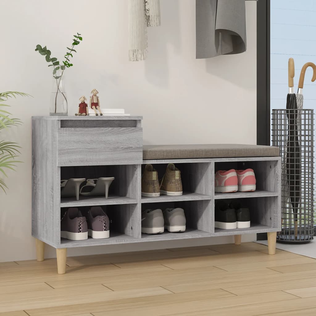 Shoe Cabinet Grey Sonoma 102x36x60 cm Engineered Wood - Direct Imports