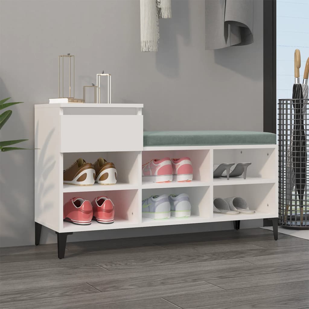 Shoe Cabinet White 102x36x60 cm Engineered Wood - All Things Good