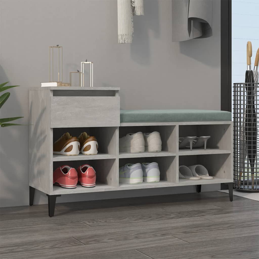 Shoe Cabinet Concrete Grey 102x36x60 cm Engineered Wood - The Home Maker