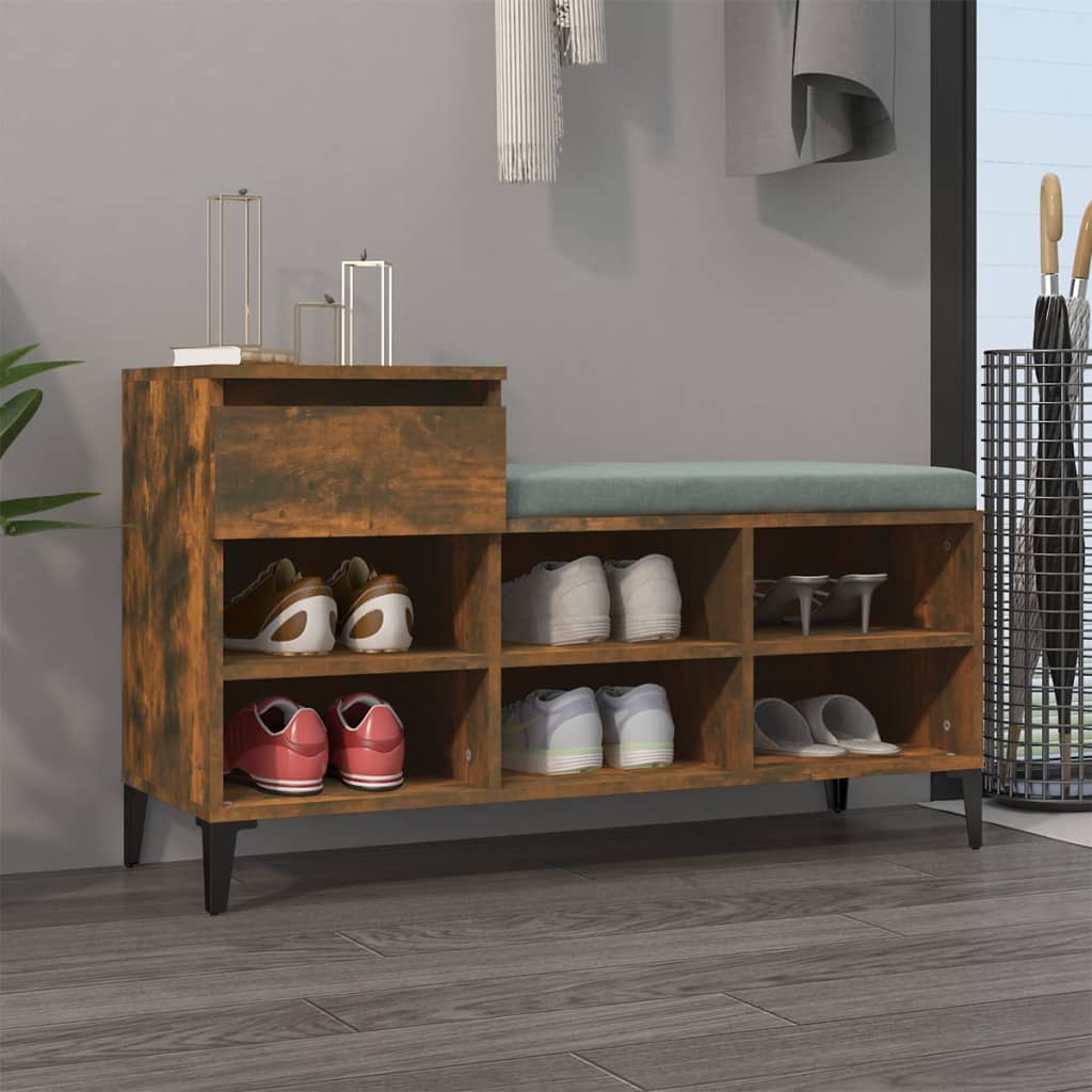 Shoe Cabinet Smoked Oak 102x36x60 cm Engineered Wood - Unbeatable Bargains