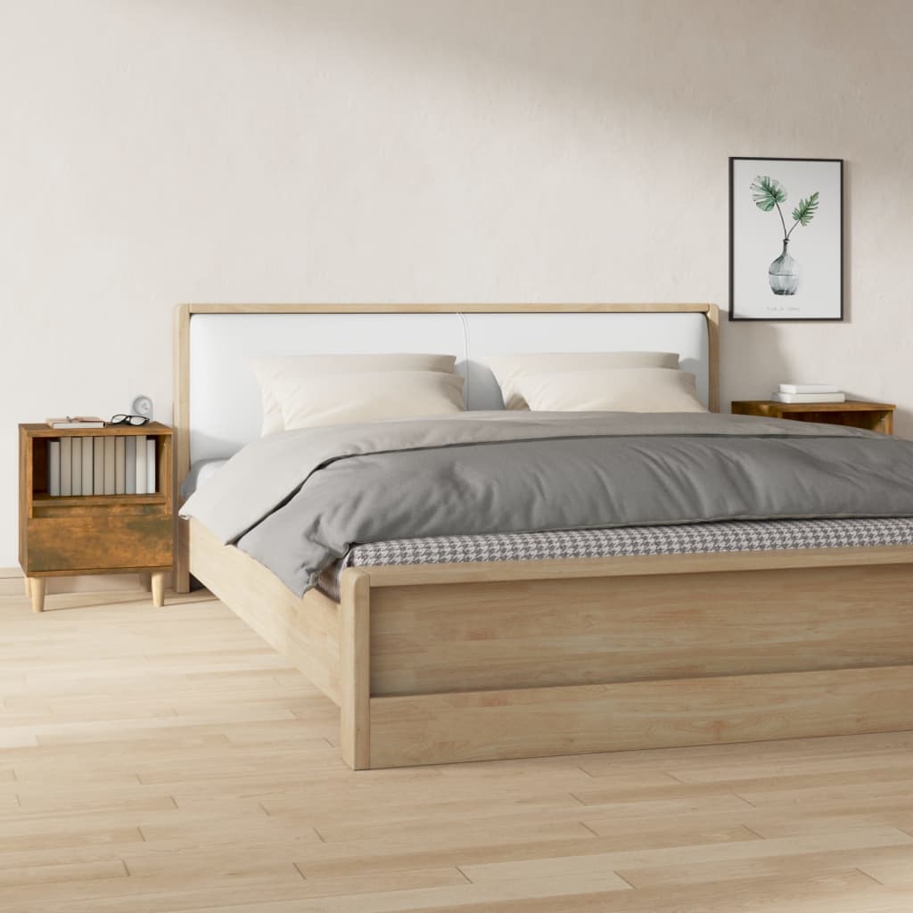 Bedside Cabinets 2 pcs Smoked Oak 40x35x50 cm - All Things Good
