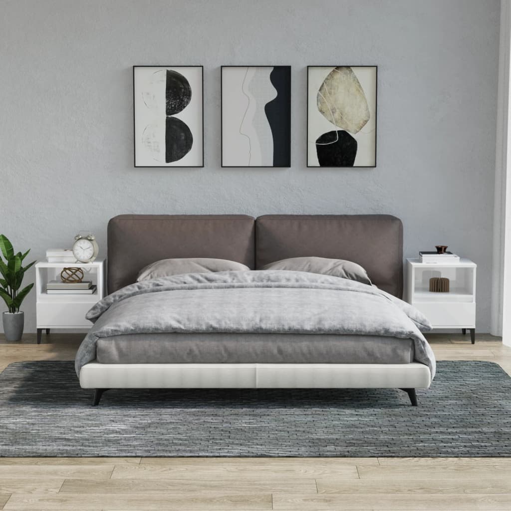 Bedside Cabinets 2 pcs High Gloss White 40x35x50 cm - Decor Base