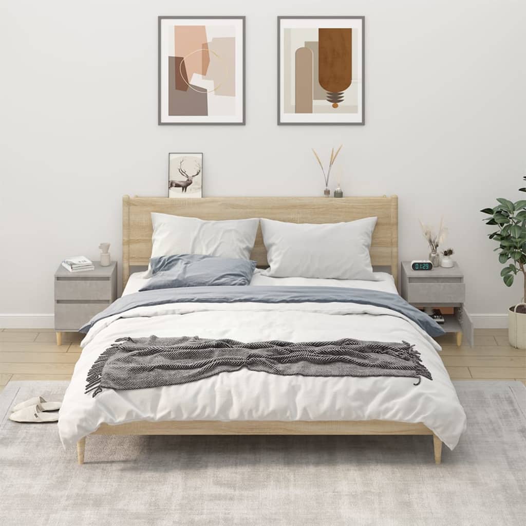 Bedside Cabinets 2 Pieces Concrete Grey 40x35x50 cm - Tyrell & Tyrell