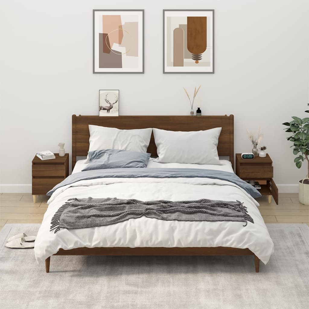 Bedside Cabinets 2 pcs Brown Oak 40x35x50 cm - Tyrell & Tyrell