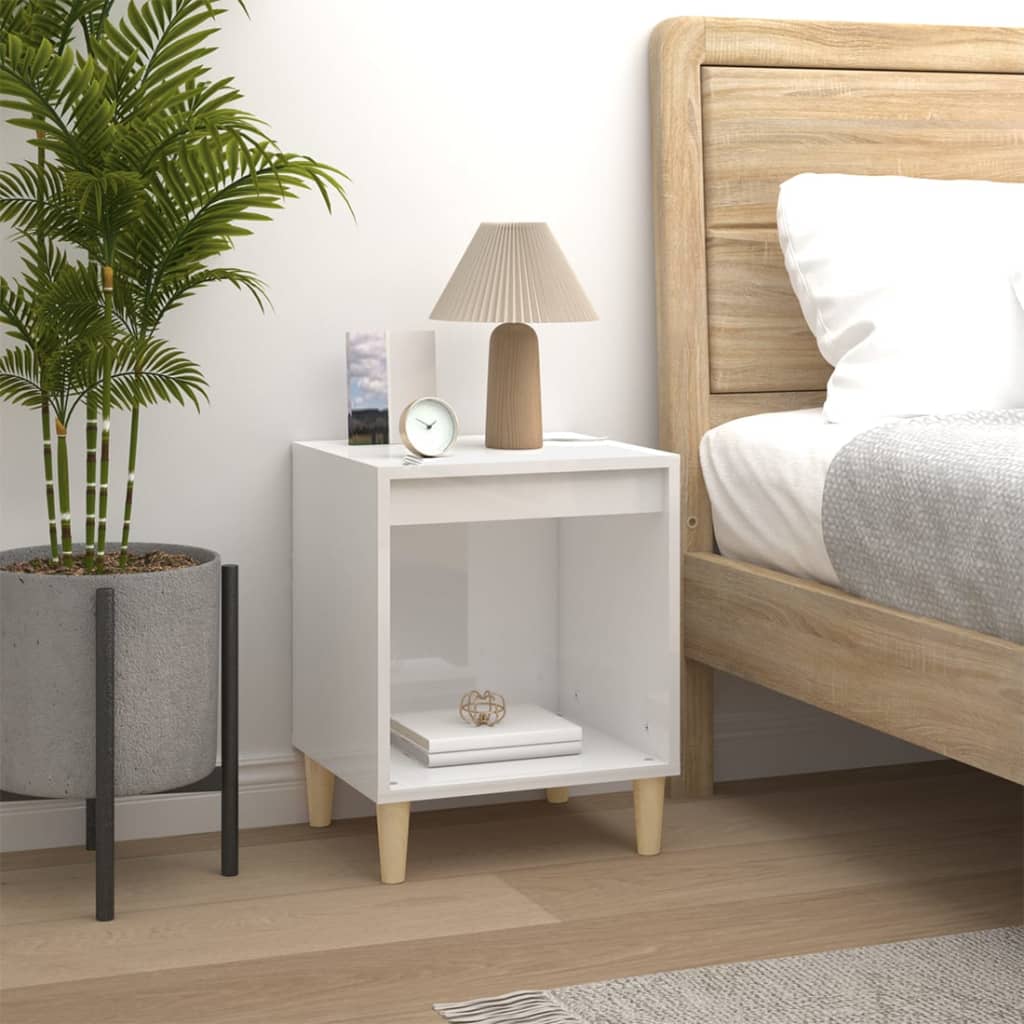 Bedside Table - PHOENIX Ray Nightstand High Gloss White 40cm - Tyrell & Tyrell