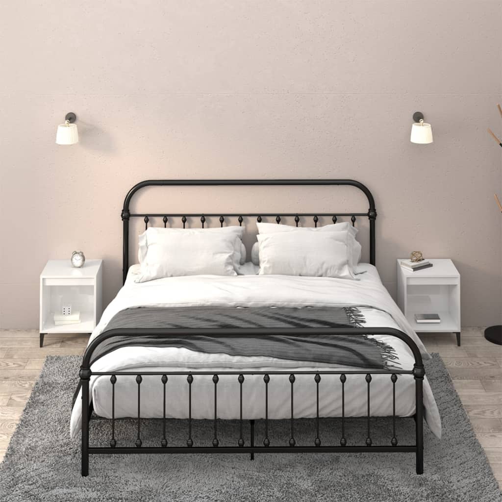 Bedside Table - RALEIGH Glen 2 Piece Nightstand High Gloss White 40cm - Millennium Furniture