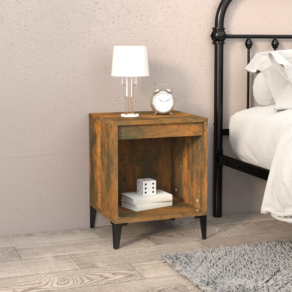 Bedside Cabinet Smoked Oak 40x35x50 cm - Sid & Sam