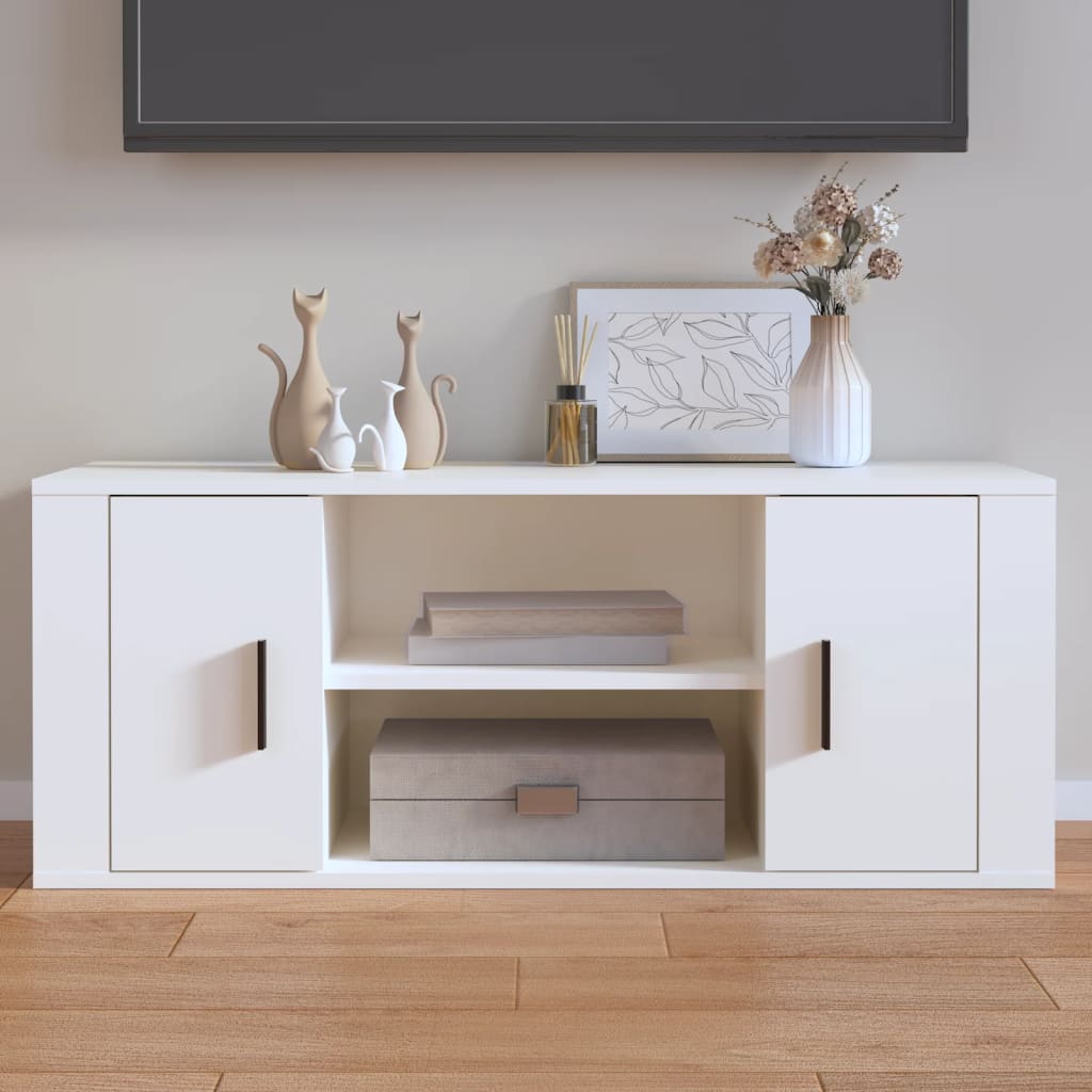 TV Cabinet White 100x35x40 cm Engineered Wood - Merlin Deals