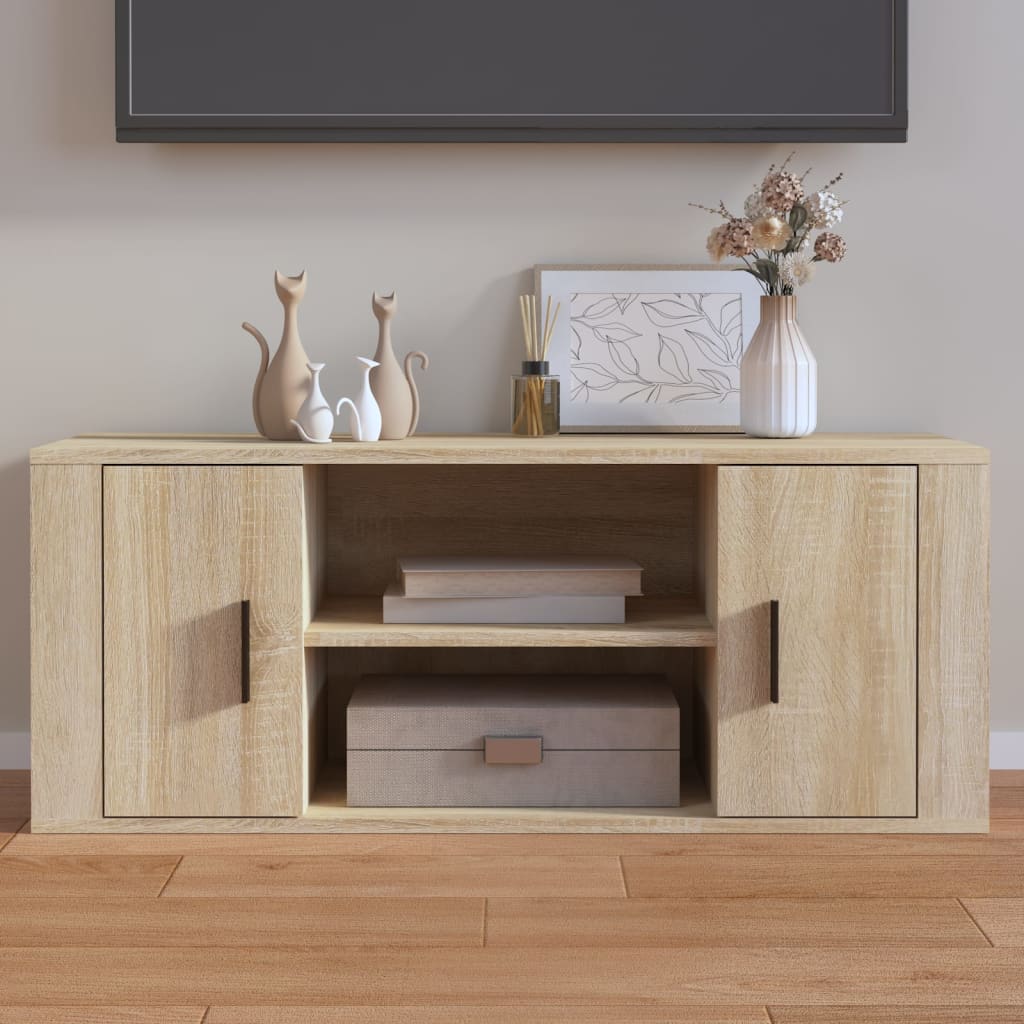 TV Cabinet Sonoma Oak 100x35x40 cm Engineered Wood - Millennium Furniture