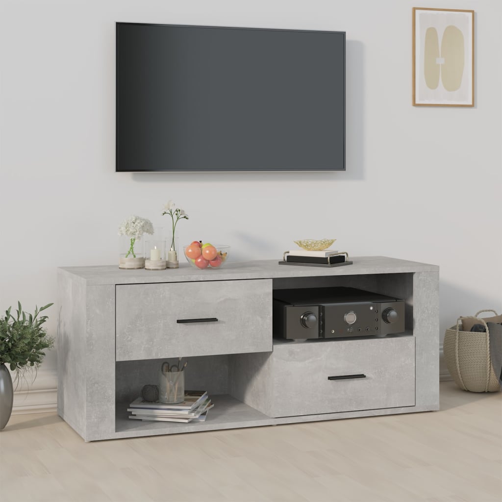 TV Cabinet Concrete Grey 100x35x40 cm Engineered Wood - The Home Maker