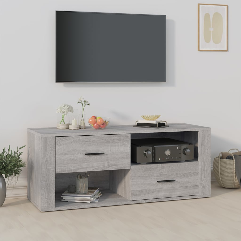 TV Cabinet Grey Sonoma 100x35x40 cm Engineered Wood - Millennium Furniture