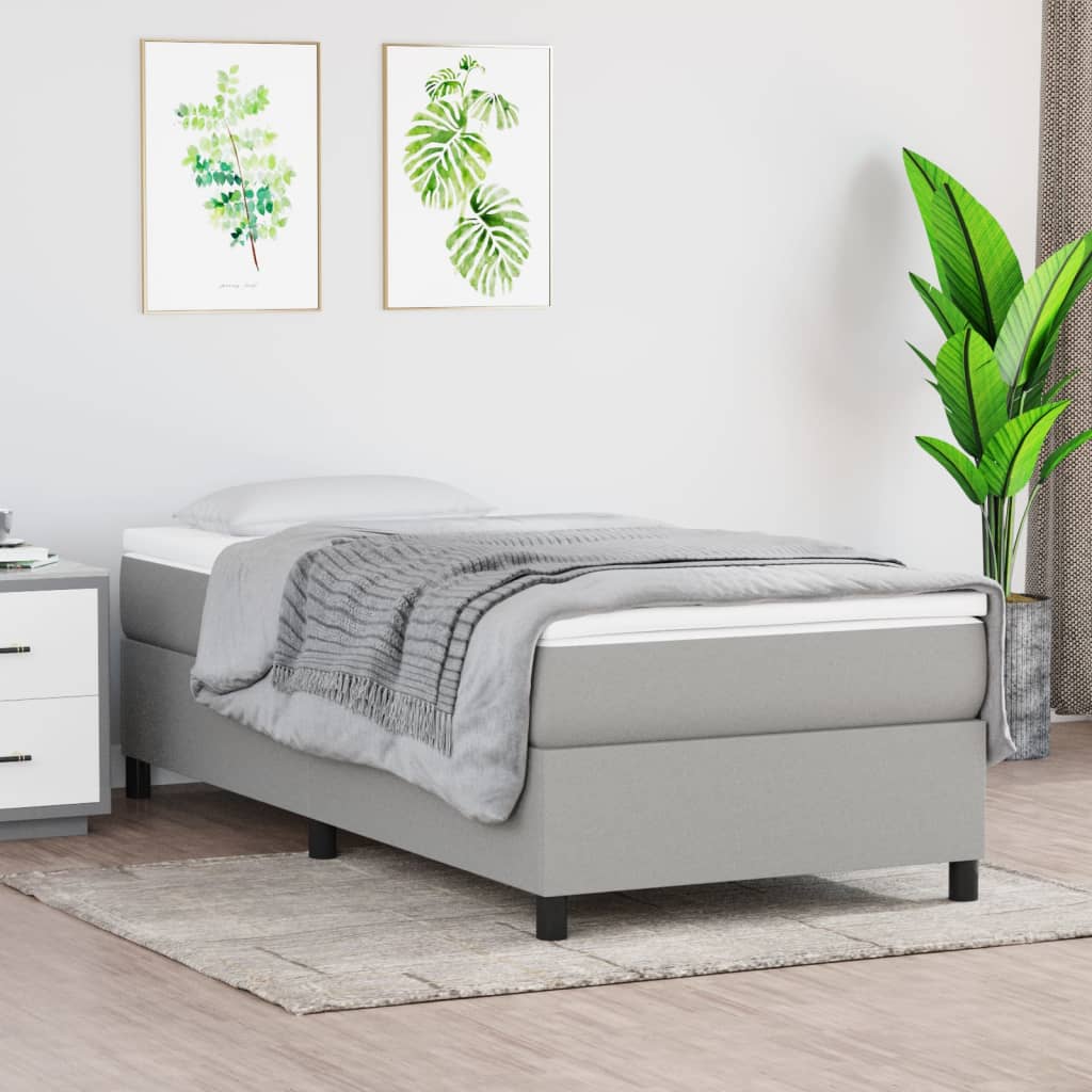 Box Spring Bed Frame Light Grey 90x190cm 3FT Single Fabric - Sid & Sam