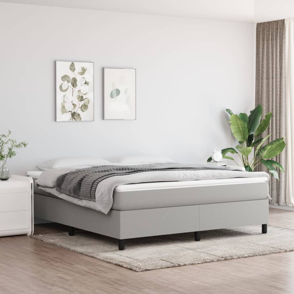 Box Spring Bed Frame Light Grey 180x200cm Super King Fabric - Merkel Designers