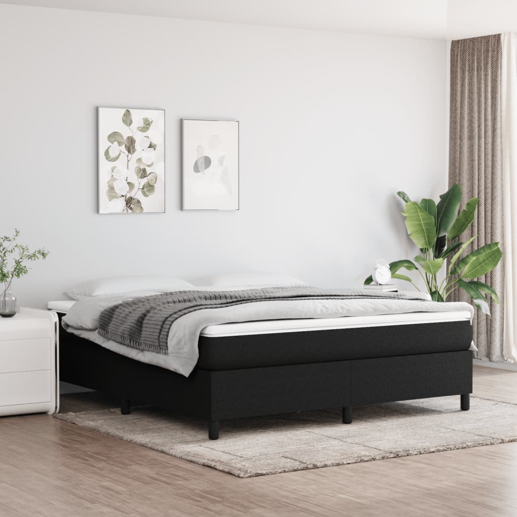 Box Spring Bed Frame Black 180x200cm 6FT Super King Fabric - R and M Furniture