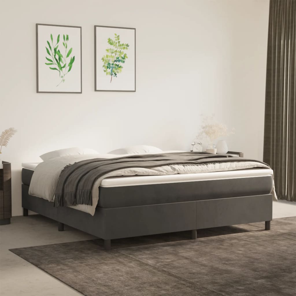Box Spring Bed Frame Dark Grey 180x200cm 6FT Super King Velvet - R and M Furniture