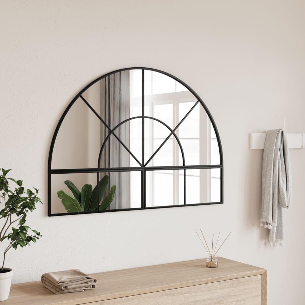 Wall Mirror Black 100x70cm Arch Iron - The Home Maker