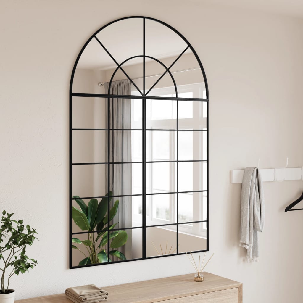 Wall Mirror Black 100x150cm Arch Iron - Direct Imports