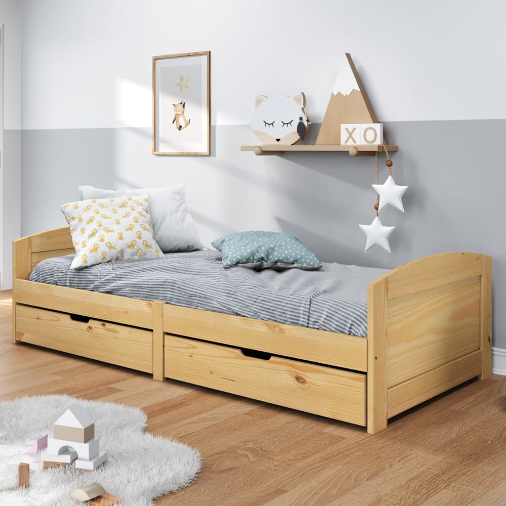 Day Bed with 2 Drawers IRUN 90x200 cm Solid Wood Pine - Style and Chic
