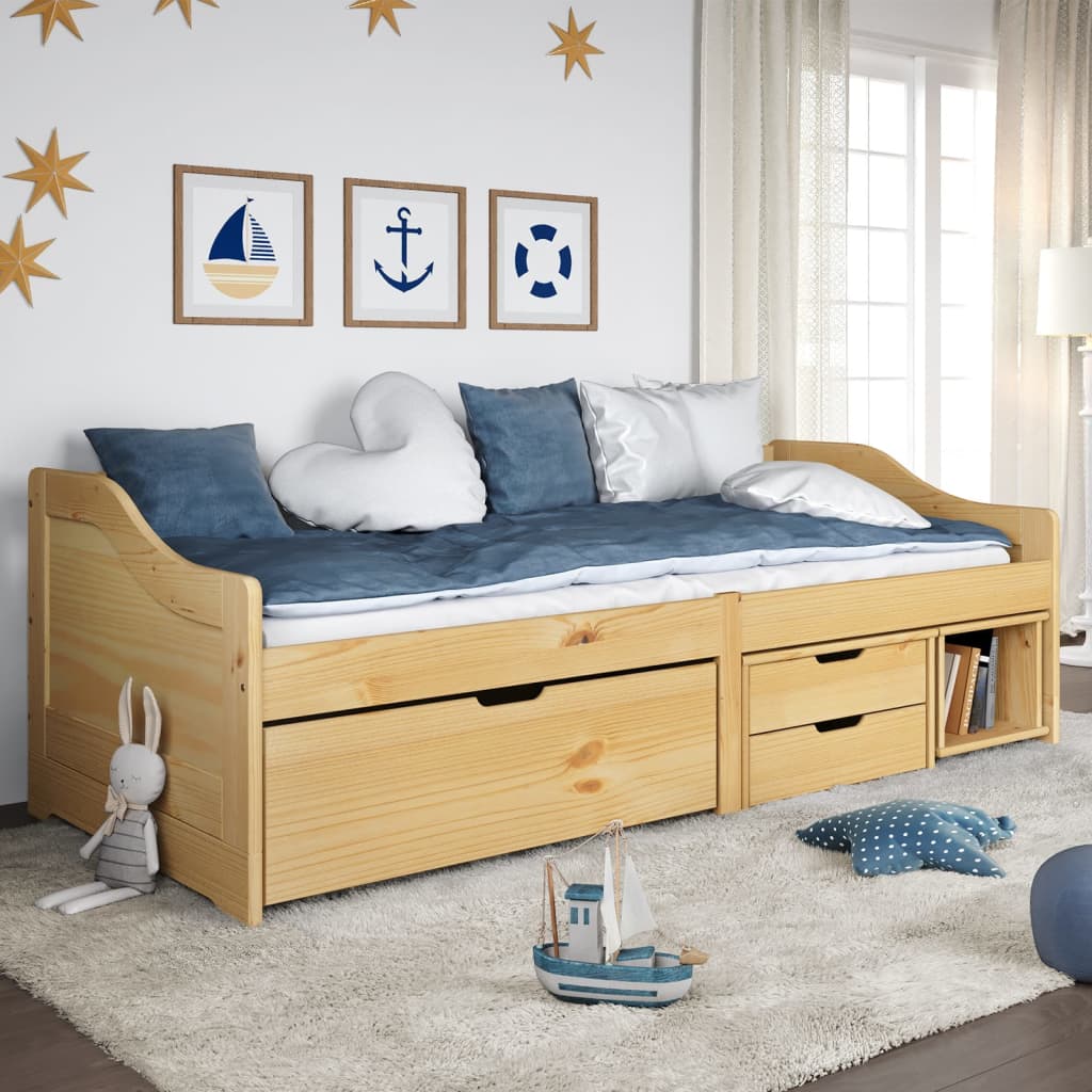 Day Bed with 3 Drawers IRUN 90x200 cm Solid Wood Pine - Style and Chic