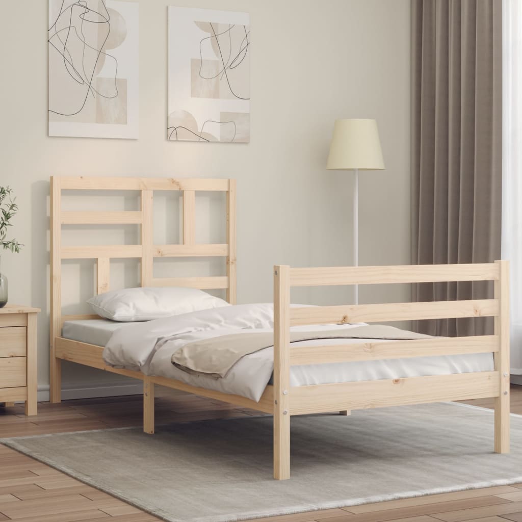 Bed Frame with Headboard 100x200 cm Solid Wood - Sid & Sam