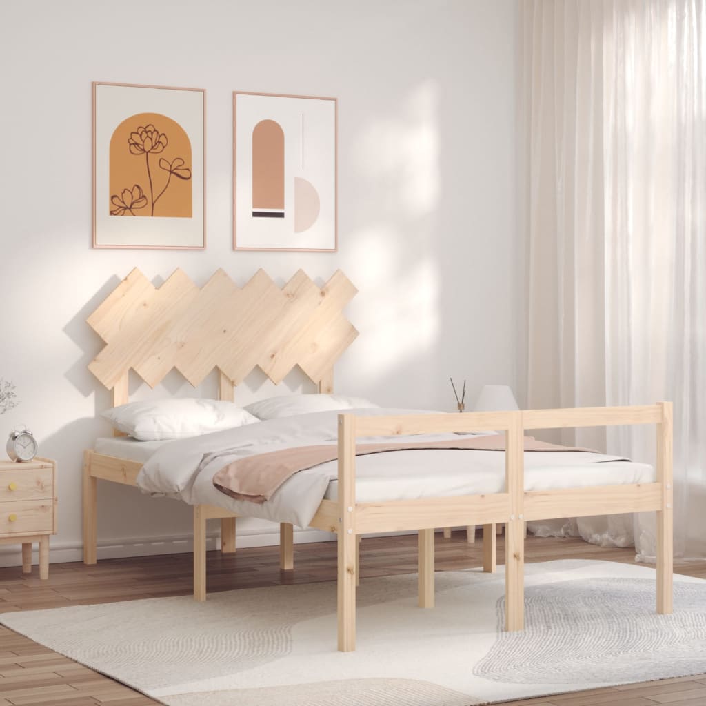 Bed Frame with Headboard Double Solid Wood - R and M Furniture