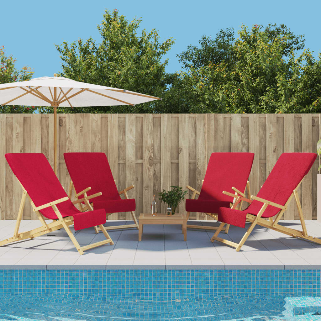 Beach Towels 4 pcs Burgundy 60x135 cm Fabric 400 GSM - Brittle & Co
