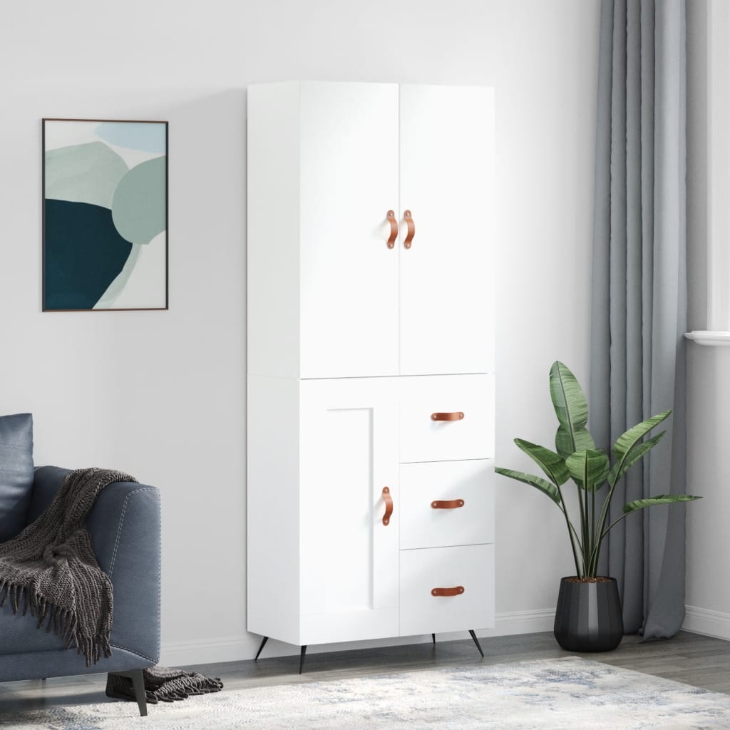 Highboard White 69.5x34x180 cm Engineered Wood - The Home Maker