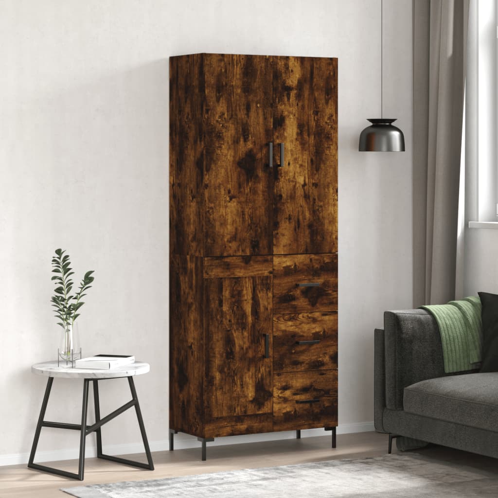 Highboard Smoked Oak 69.5x34x180 cm Engineered Wood - The Home Maker