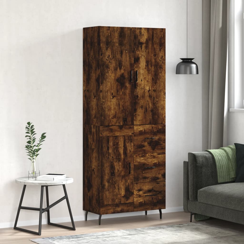 Highboard Smoked Oak 69.5x34x180 cm Engineered Wood - The Home Maker