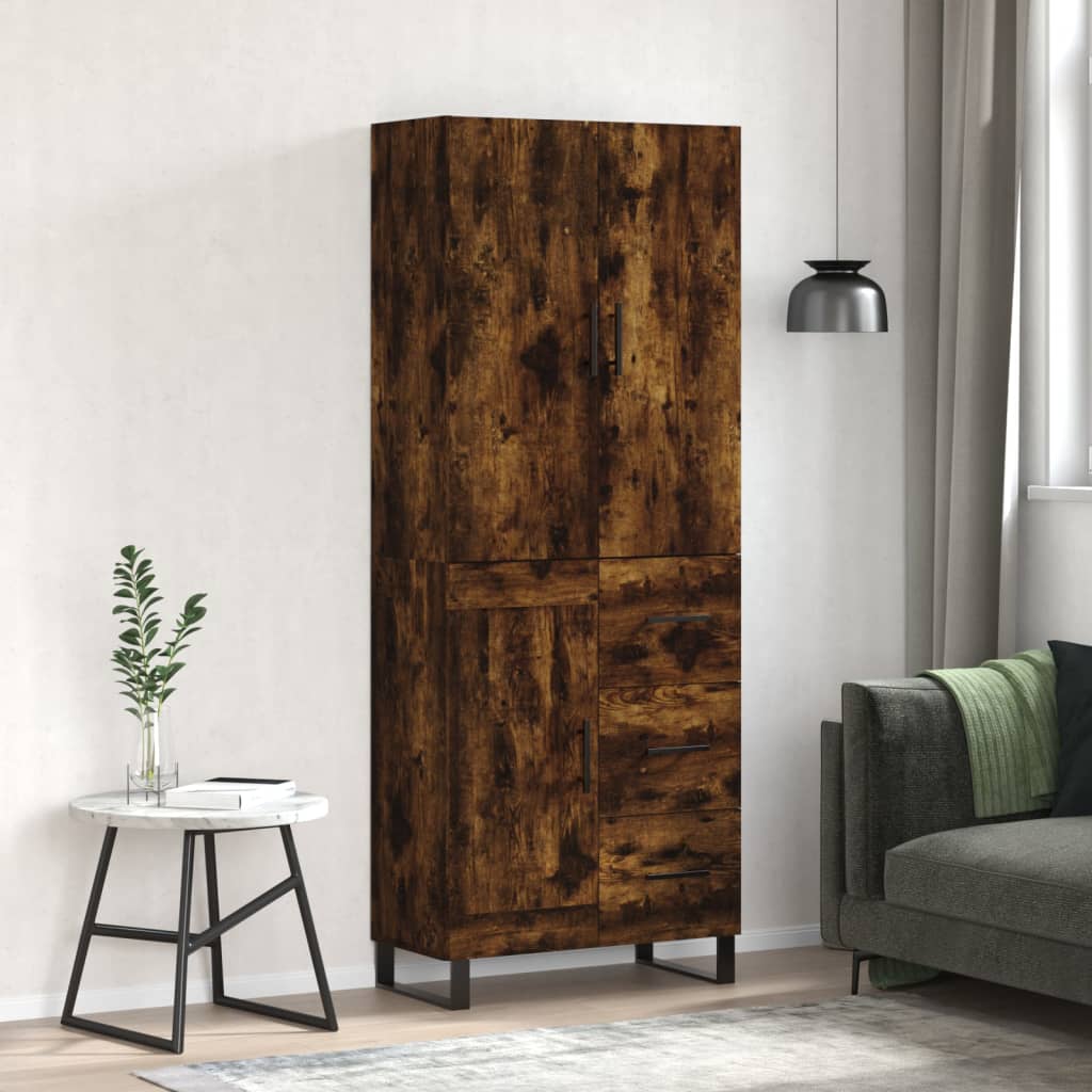 Highboard Smoked Oak 69.5x34x180 cm Engineered Wood - The Home Maker