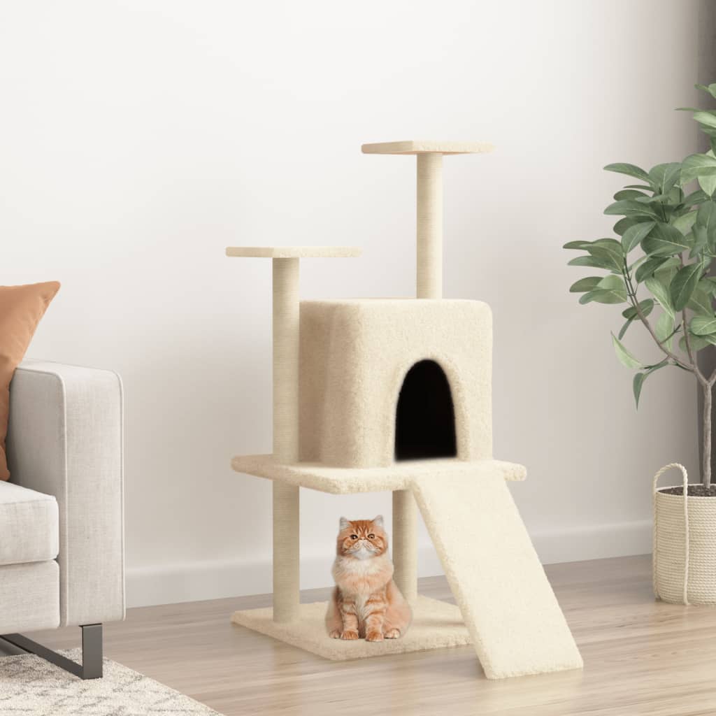 Cat Tree with Sisal Scratching Posts Cream 110 cm - Tyrell & Tyrell