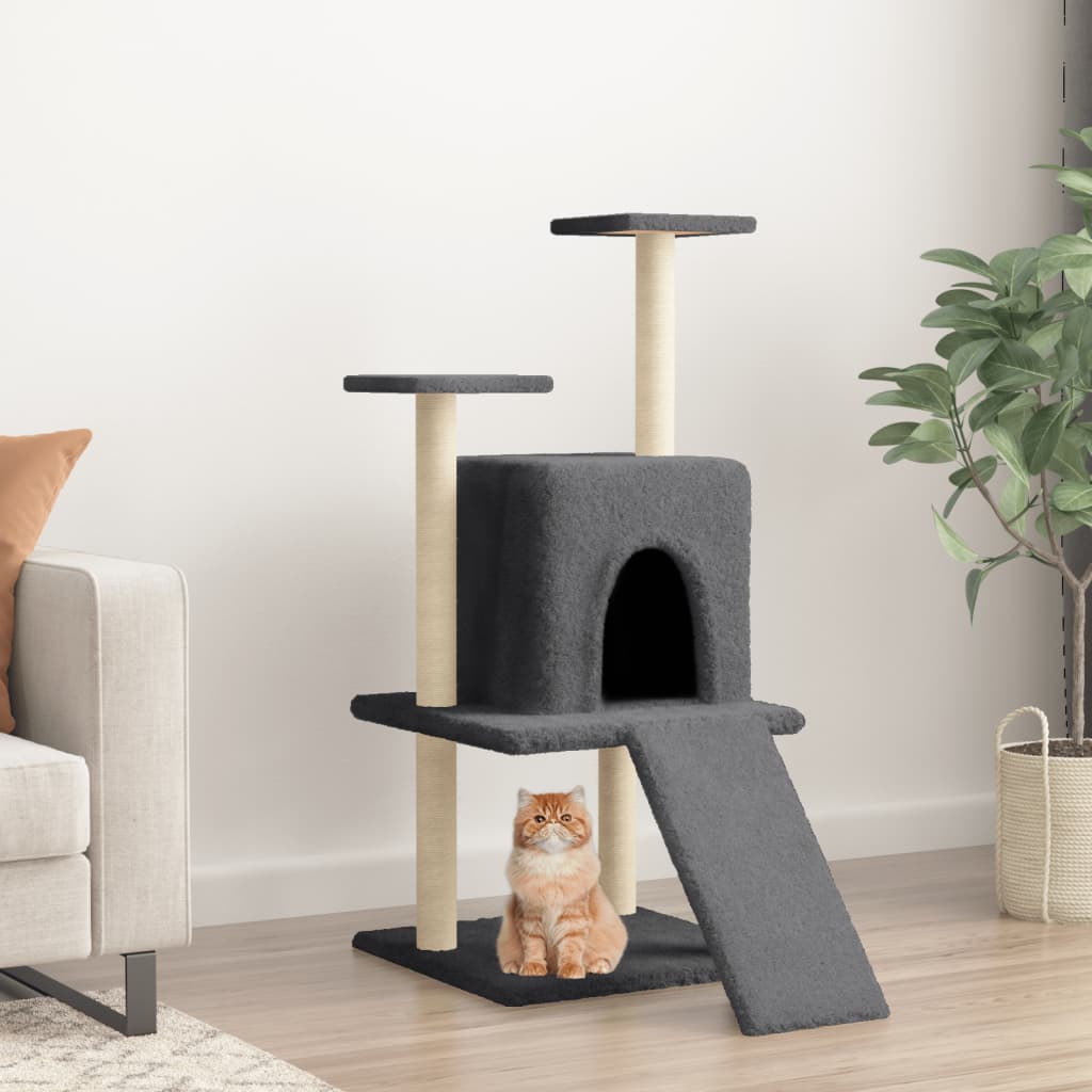 Cat Tree with Sisal Scratching Posts Dark Grey 110 cm - R and M Furniture