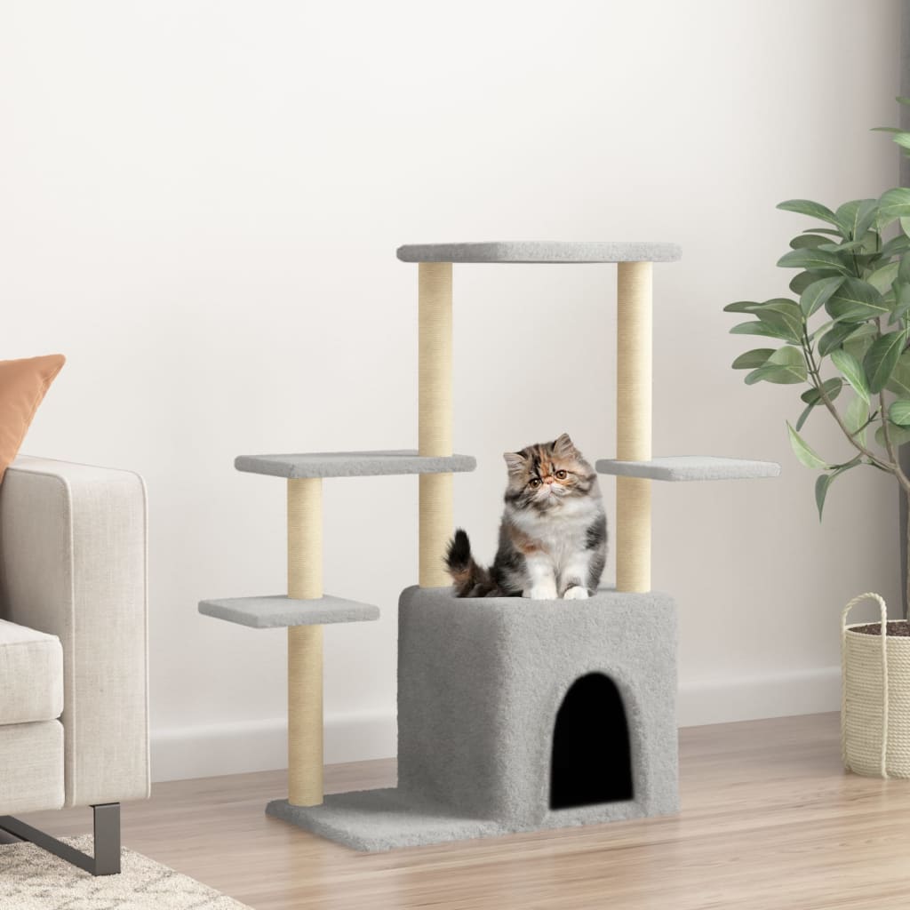 Cat Tree with Sisal Scratching Posts Light Grey 97.5 cm - Direct Imports