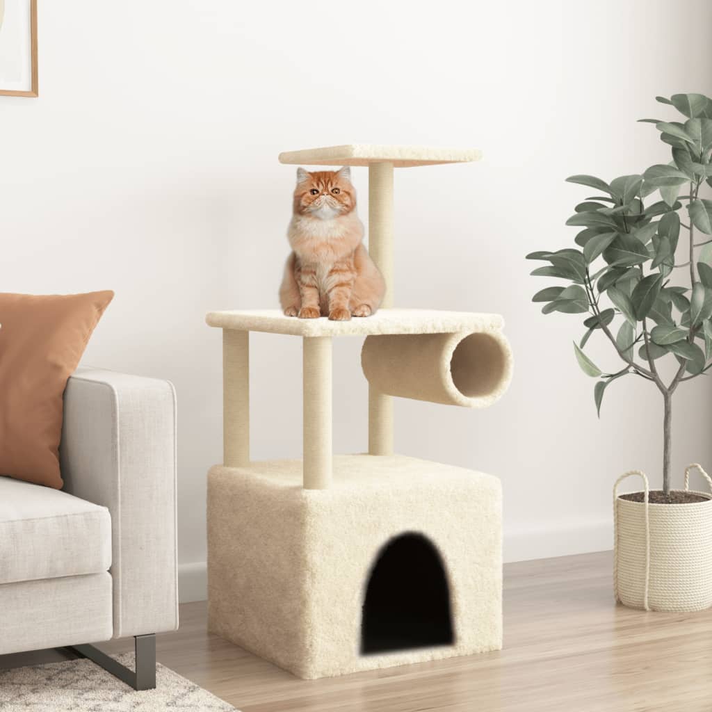 Cat Tree with Sisal Scratching Posts Cream 109.5 cm - Casper Homes