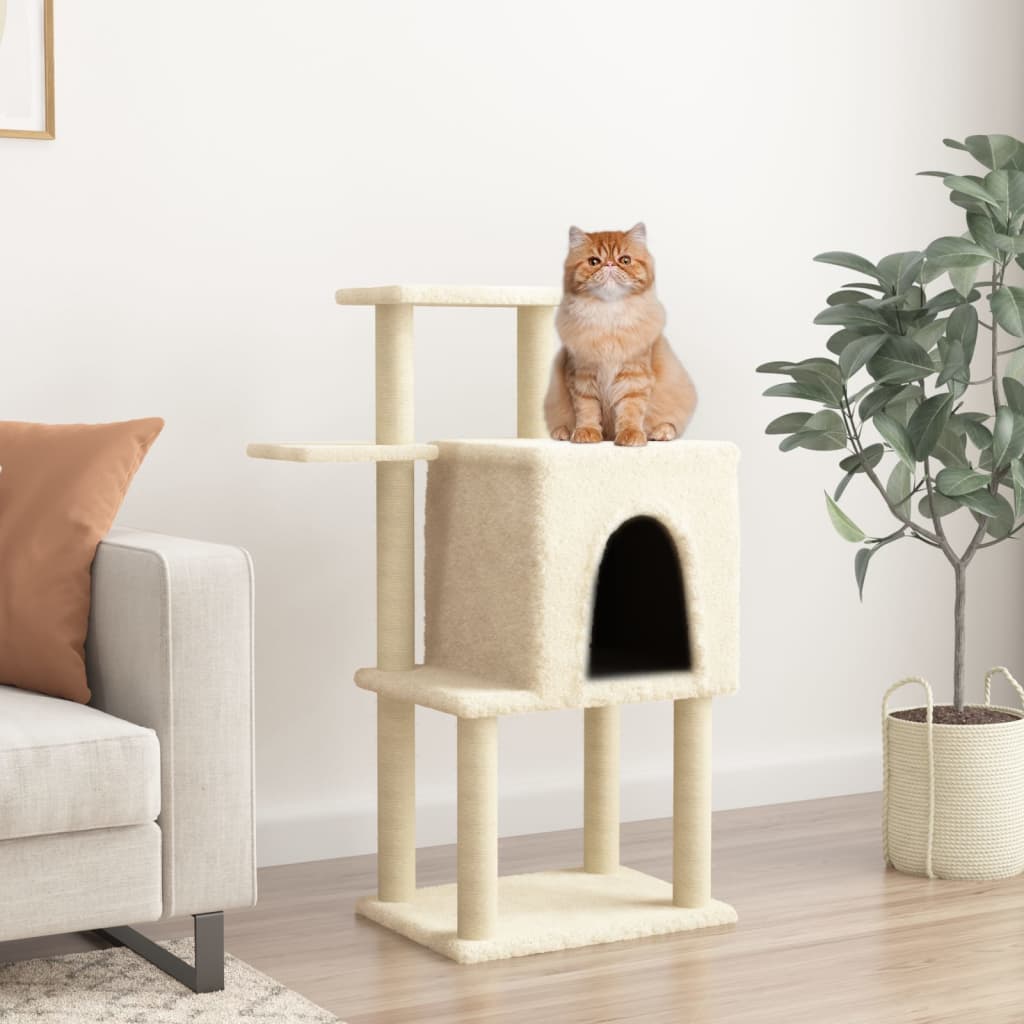 Cat Tree with Sisal Scratching Posts Cream 97 cm - Casper Homes