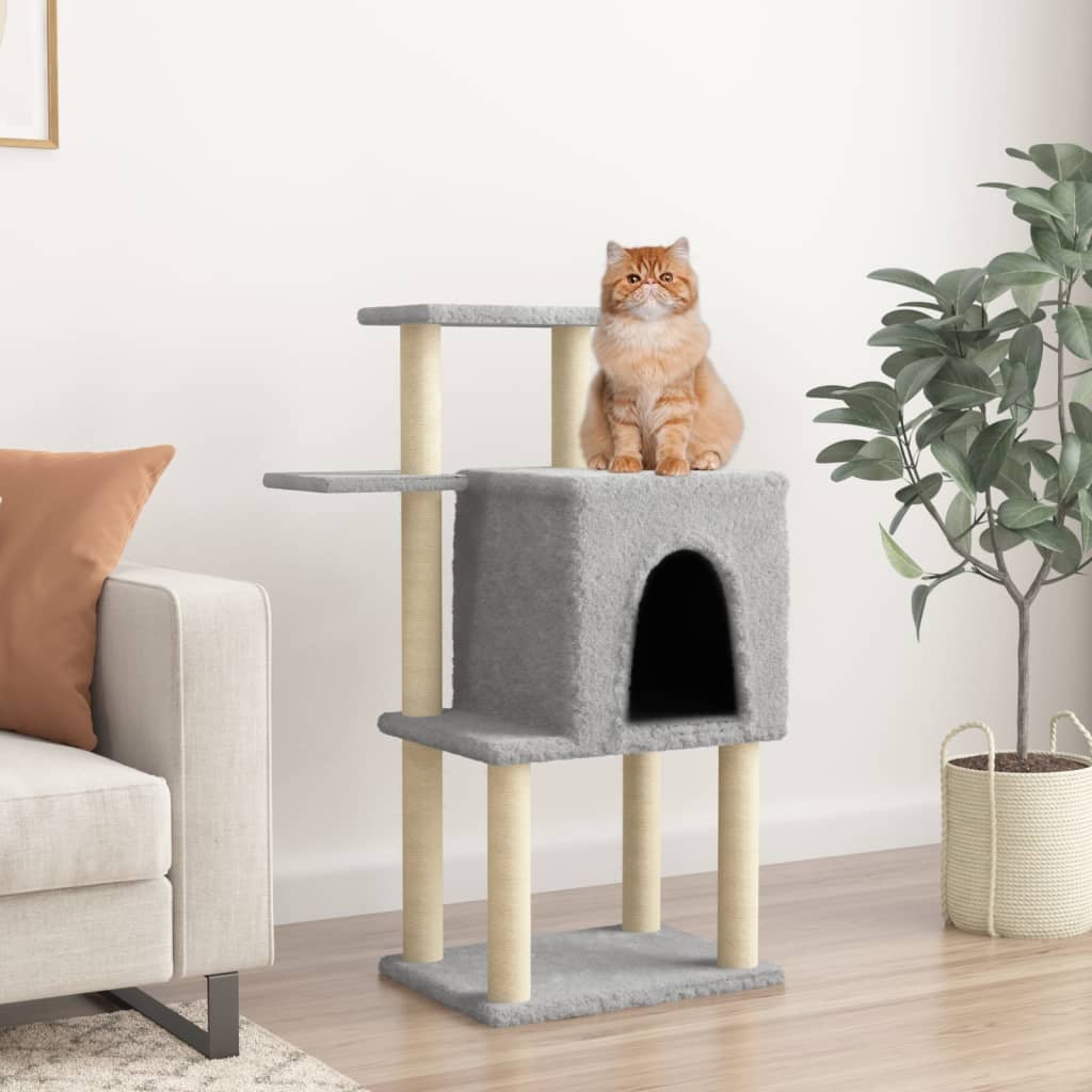Cat Tree with Sisal Scratching Posts Light Grey 97 cm - Millennium Furniture