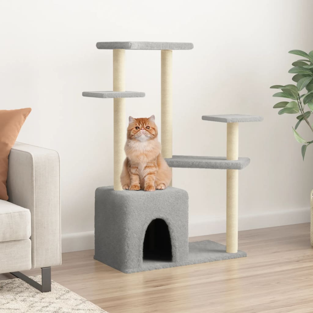 Cat Tree with Sisal Scratching Posts Light Grey 107.5 cm - Millennium Furniture