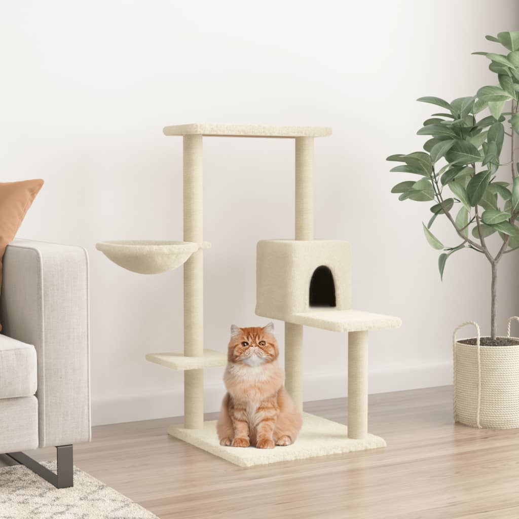 Cat Tree with Sisal Scratching Posts Cream 95 cm - Millennium Furniture