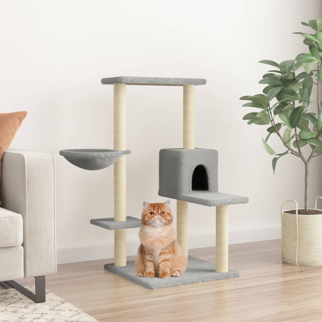 Cat Tree with Sisal Scratching Posts Light Grey 95 cm - Unbeatable Bargains