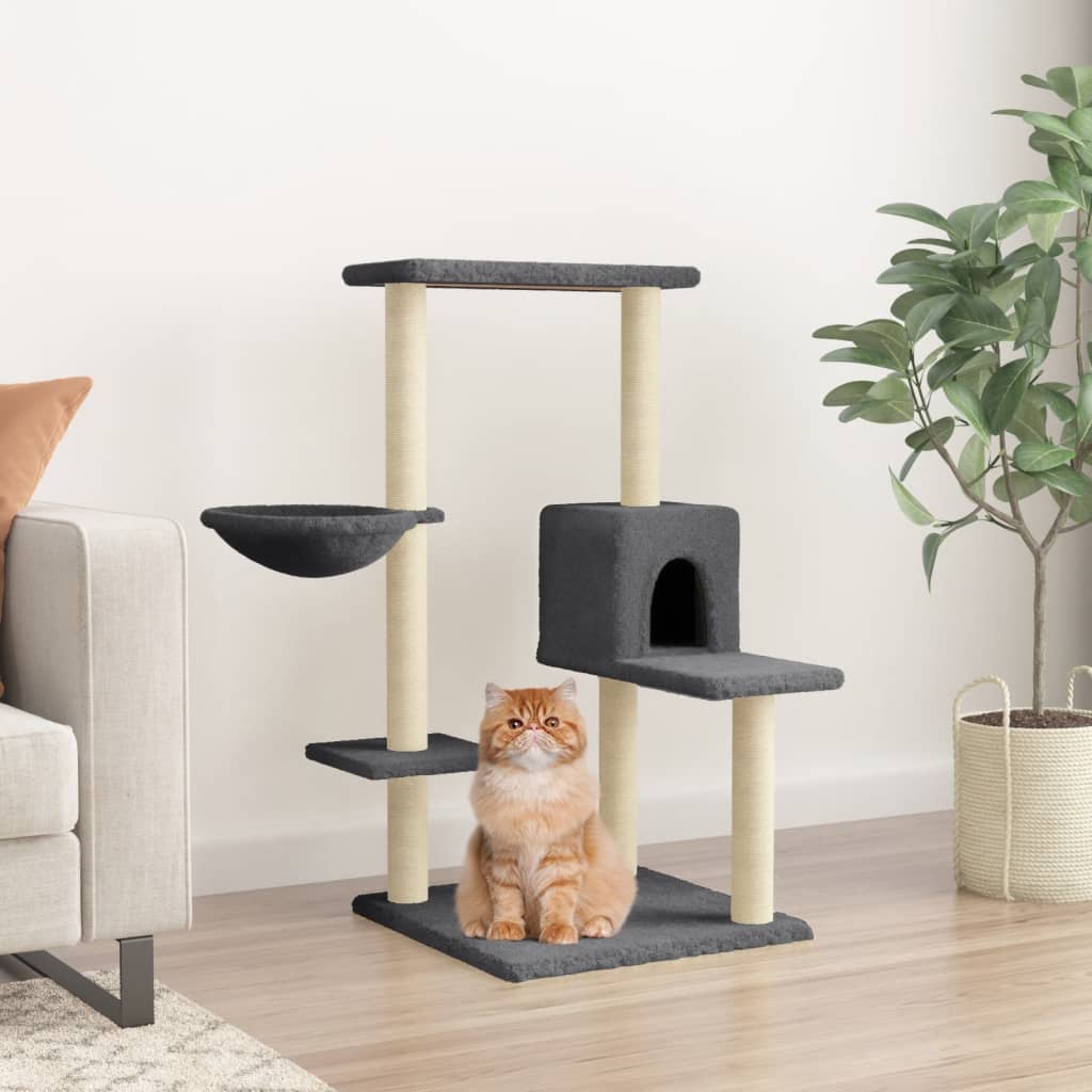 Cat Tree with Sisal Scratching Posts Dark Grey 95 cm - Brittle & Co