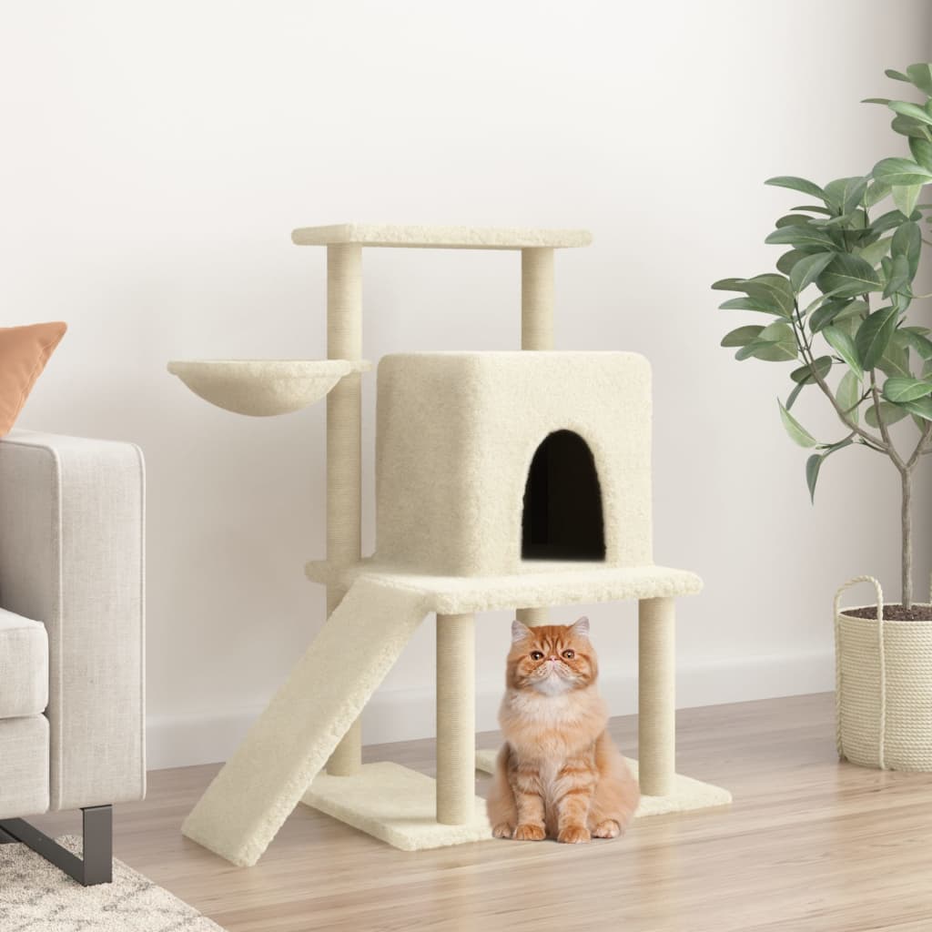Cat Tree with Sisal Scratching Posts Cream 96.5 cm - Sid & Sam