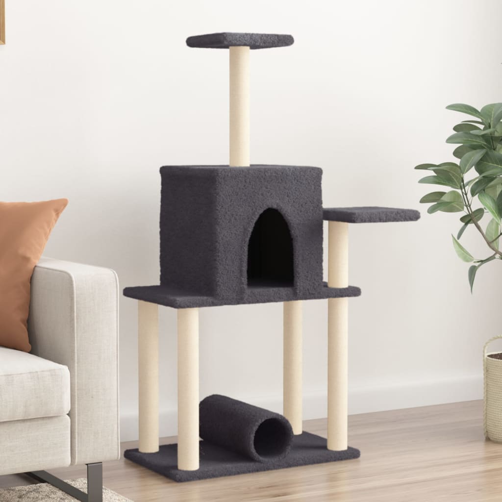 Cat Tree with Sisal Scratching Posts Dark Grey 122 cm - Direct Imports