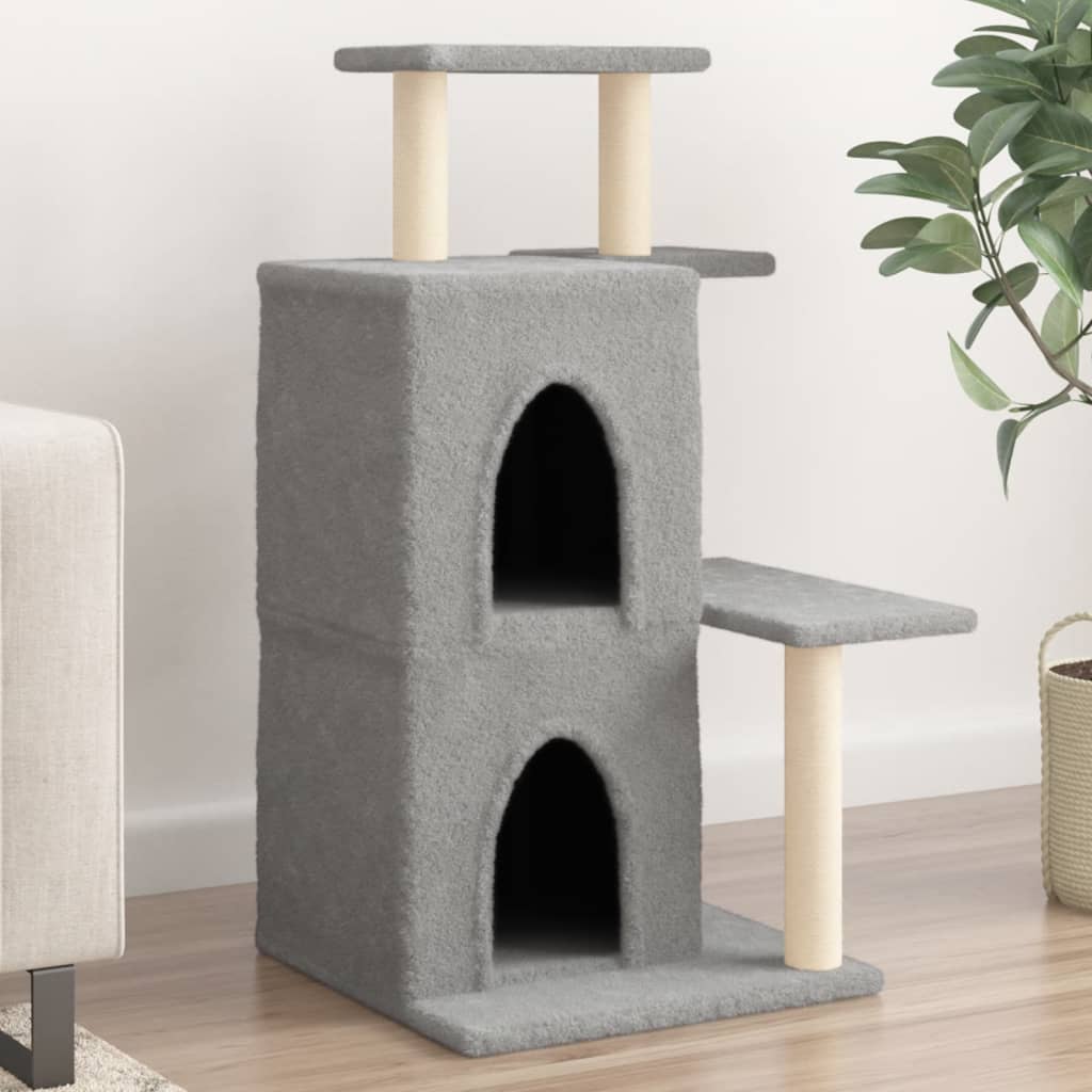 Cat Tree with Sisal Scratching Posts Light Grey 97 cm - Brittle & Co