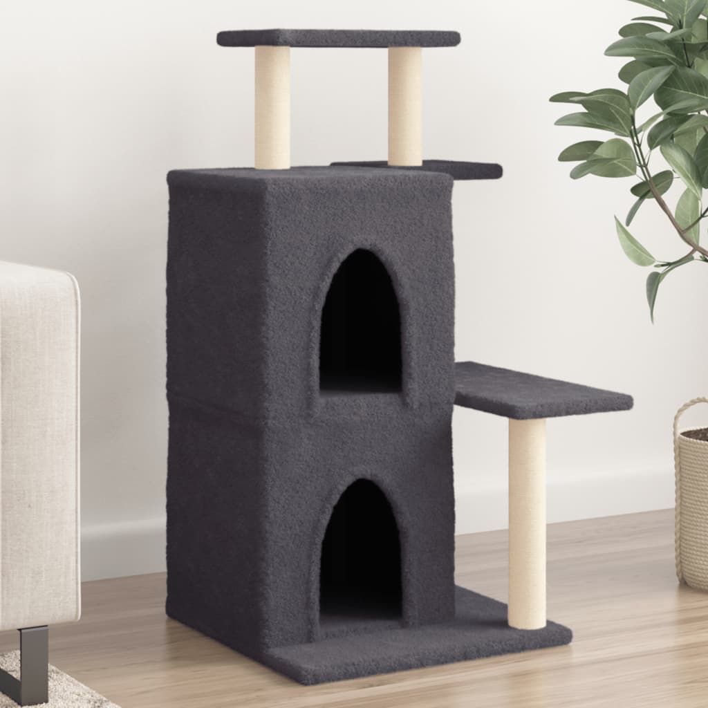 Cat Tree with Sisal Scratching Posts Dark Grey 97 cm - Design Hut