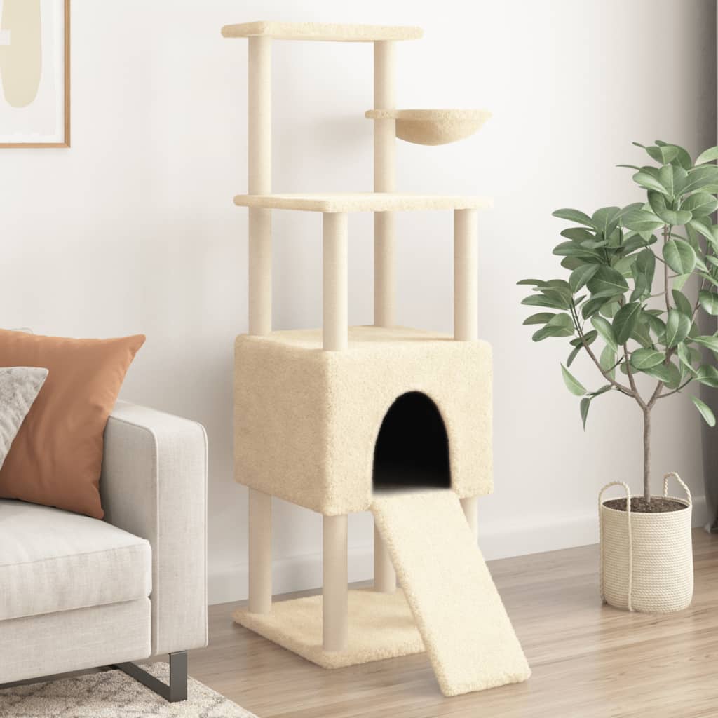 Cat Tree with Sisal Scratching Posts Cream 153 cm - Direct Imports