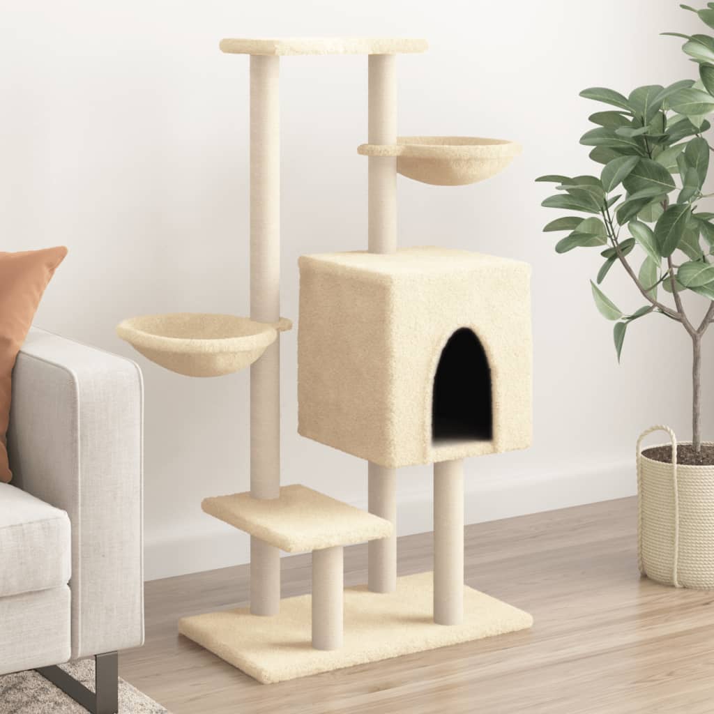 Cat Tree with Sisal Scratching Posts Cream 117 cm - Brittle & Co