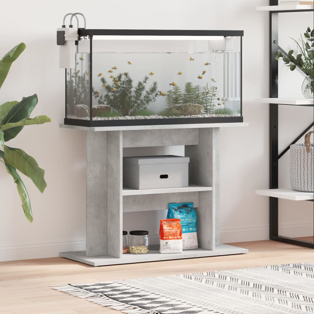 Aquarium Stand Concrete Grey 80x35x60 cm Engineered Wood - All Things Good