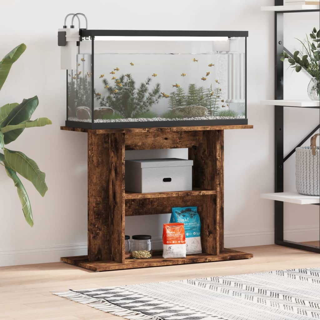Aquarium Stand Smoked Oak 80x35x60 cm Engineered Wood - Unbeatable Bargains